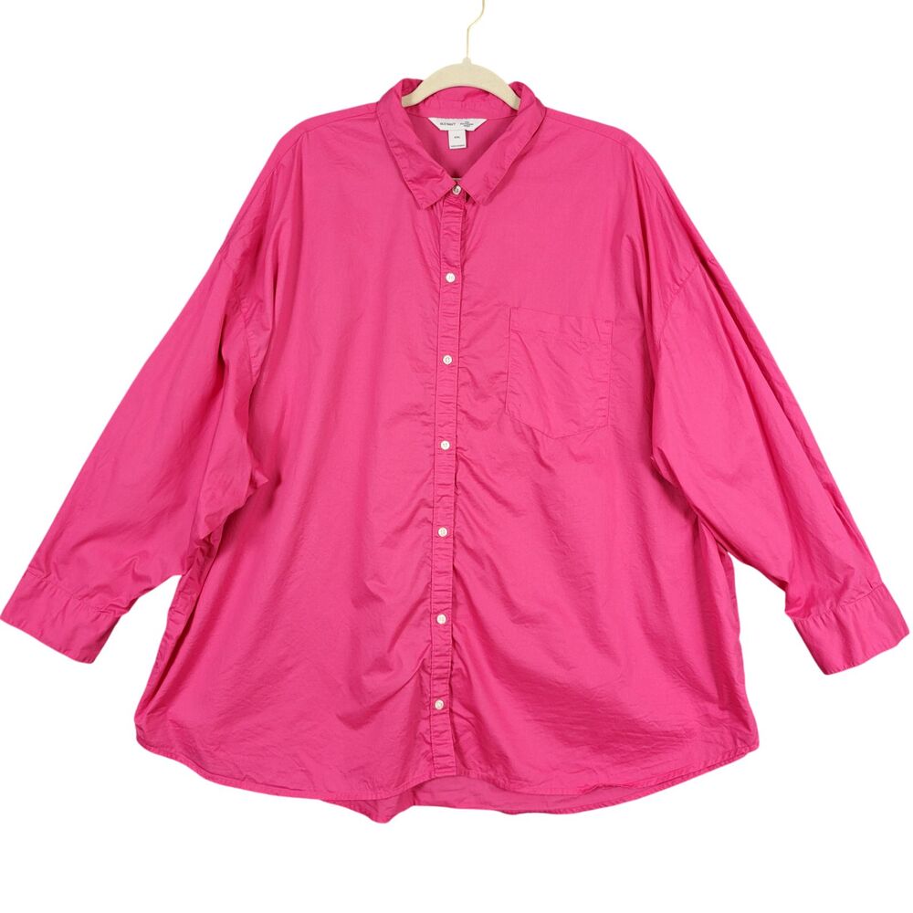 OLD NAVY Pink The Boyfriend Shirt Long Sleeve Poplin Button Up Blouse SIZE XXL